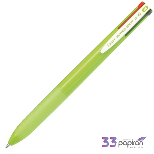 Golyóstoll 0,27mm Pilot nyomógombos, világoszöld tolltest Super Grip G, négyszínű