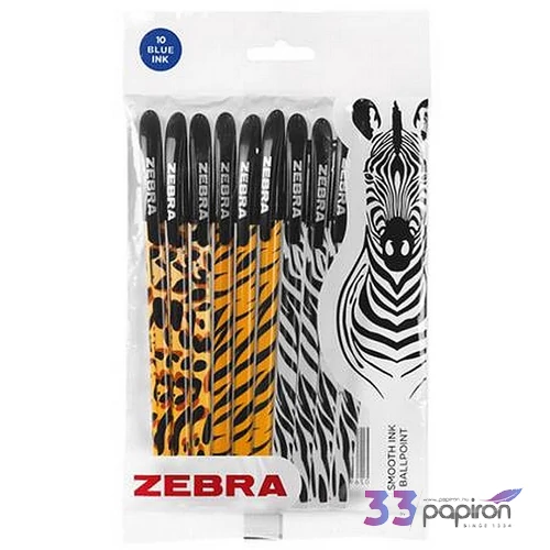 Golyóstoll 0,27mm Zebra kupakos, vegyes testszín, Animal Doodler`z, kék