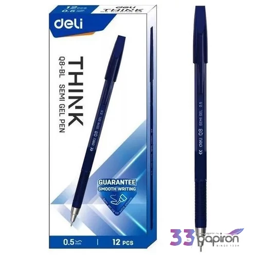 Golyóstoll, 0.5mm, Deli kupakos, kék EQ8-BL
