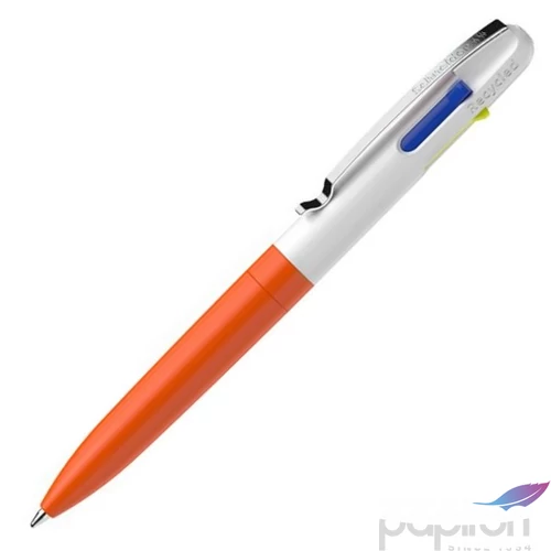 Golyóstoll 0,5mm Schneider nyomógombos, négyszínű, Take 4 Neon, narancs-fehér