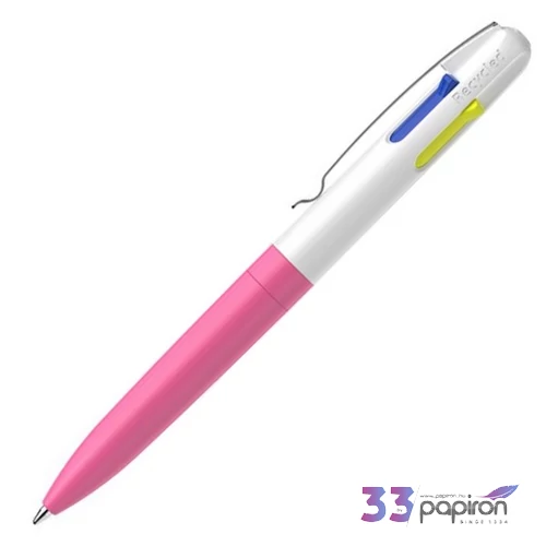 Golyóstoll 0,5mm Schneider nyomógombos, négyszínű, Take 4 Neon, rózsaszín-fehér