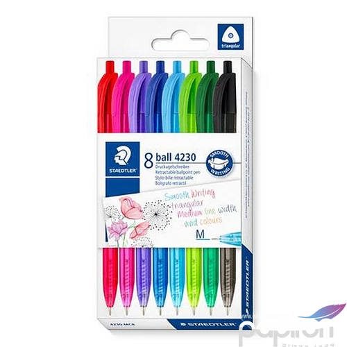 Golyóstoll 0,5mm Staedtler nyomógombos, 4230 M, 8 különböző szín
