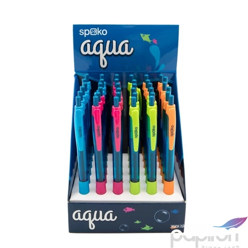 Golyóstoll Spoko X18-as Aqua neon vegyes kék íráskép