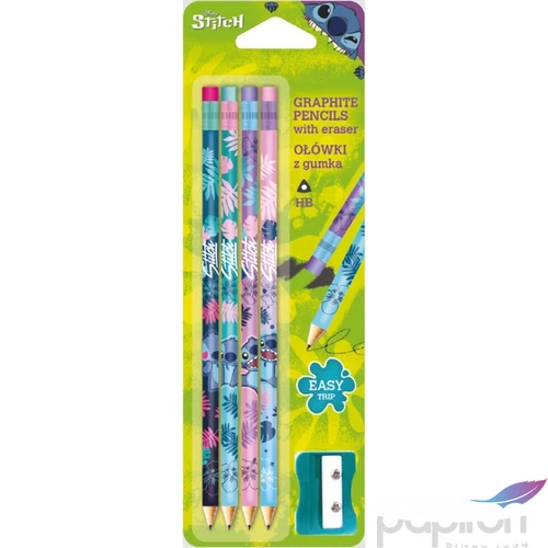 Grafitceruza HB Stitch háromszög radírral 4 db/bliszt Colorino