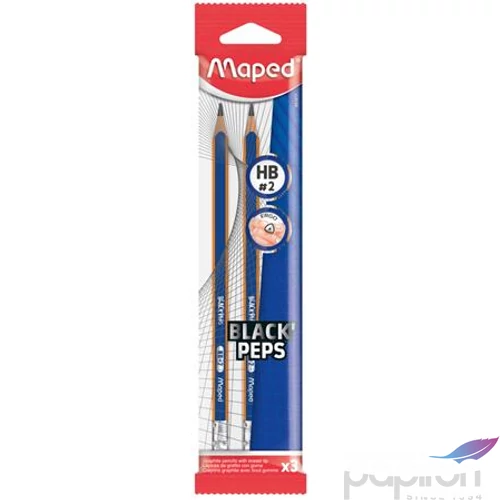 Grafitceruza HB Maped háromszögletű radírral Black Peps Navy Grafitceruzák radírvéggel