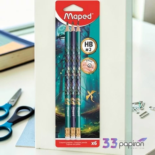 Grafitceruza HB Maped háromszögletű radírral Dragon Sárkány Grafitceruzák radírvéggel 6db/bliszter