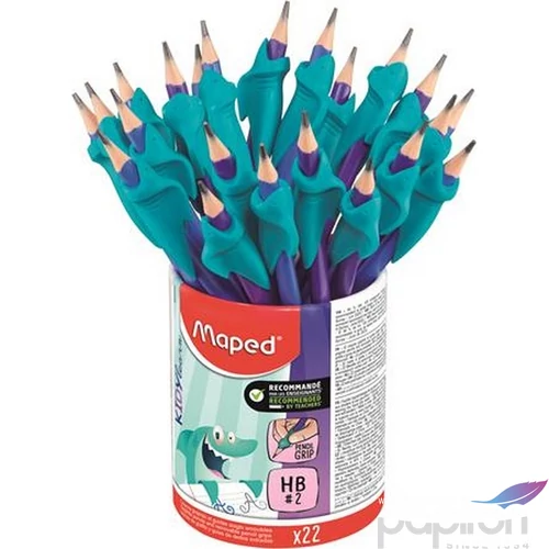 Grafitceruza HB Maped radírral és ceruzafogóval, ceruzatartó háromszögletű, Kidy Learn