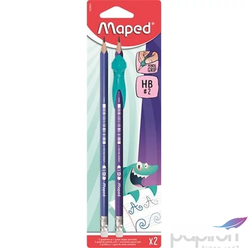 Grafitceruza HB Maped radírral, háromszögletű, ceruzafogóval Kidy Learn