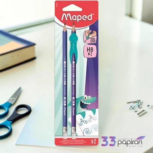 Grafitceruza HB Maped radírral, háromszögletű, ceruzafogóval Kidy Learn