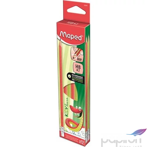 Grafitceruza HB Maped Írástanuló, radírral, háromszögletű Kidy Learn