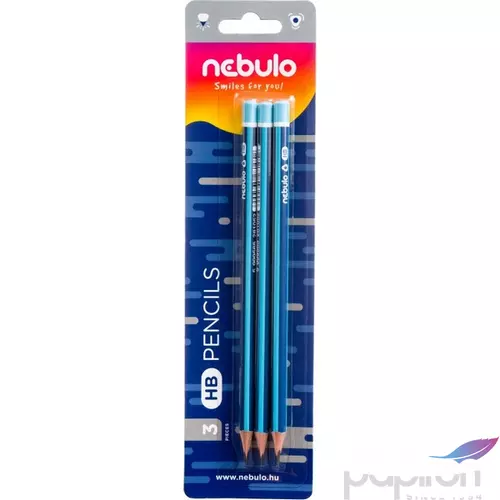 Grafitceruza HB Nebulo 3db-os, kék színű háromszögletű
