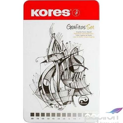 Grafitceruza szett Kores fém doboz, háromszögletű 12 különböző IK92161