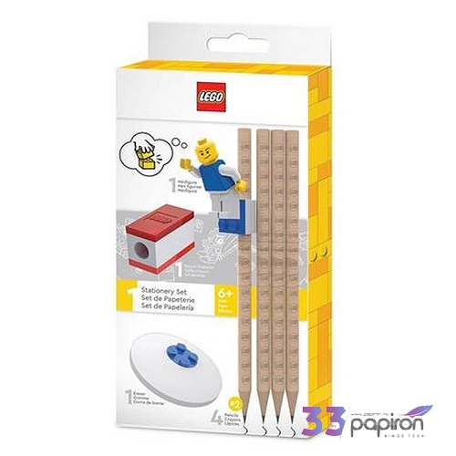 Grafitceruza szett LEGO hegyezővel, radírral, mini figurával