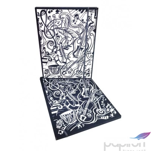 Gumis mappa A4 Colorvelvet MUSIC flokkolt felületű, színezhető 12-es filctoll készlettel CT22