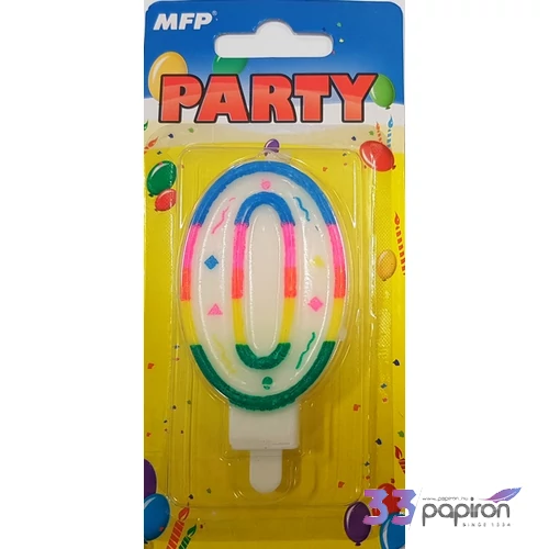 Party számgyertya Szülinapi 0-ás vidám színes számgyertya Szülinapi tortadísz