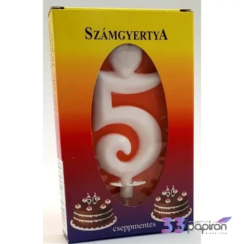 Party számgyertya Szülinapi 5 fehér szívecskés számgyertya Szülinapi - évfordulós tortadísz