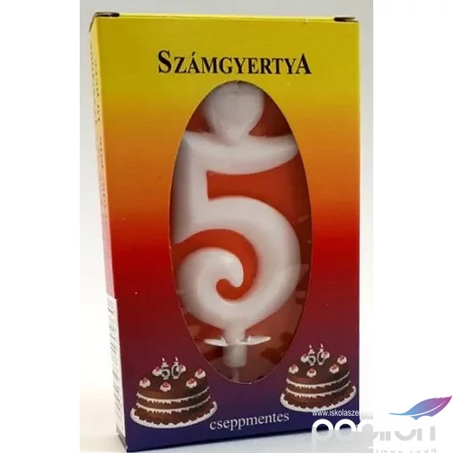 Party gyertya számos 5 fehér szívecskés számgyertya Szülinapi - évfordulós tortadísz