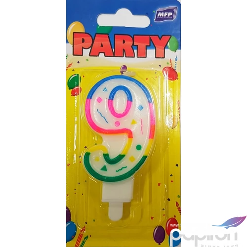 Party gyertya számos 9 vidám színes számgyertya Szülinapi tortadísz