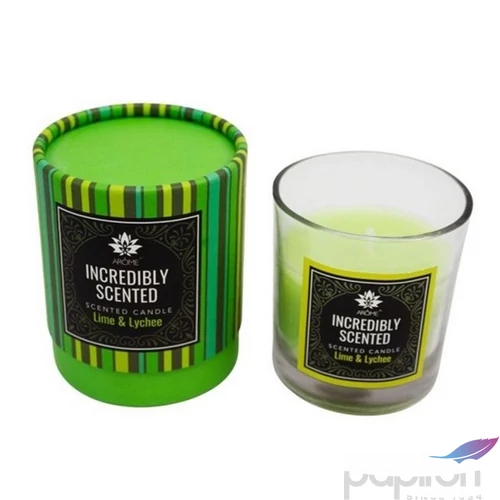 Gyertya üvegben illatos Aromagyertya papírban - Lime licsi 120g