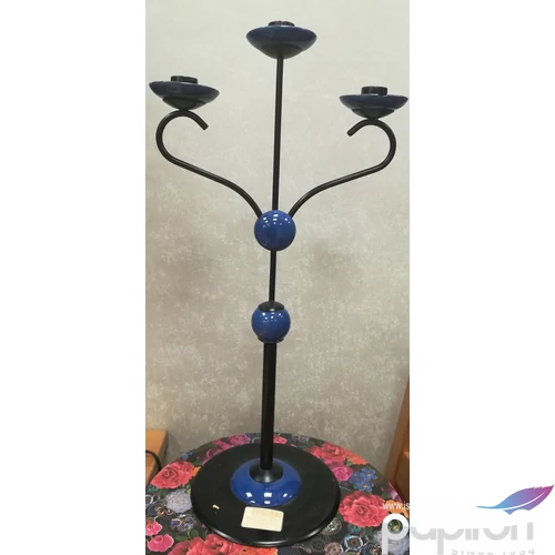 Gyertyatartó 3 ágú Porcelán+fém 