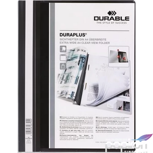 Gyorsfűző A4 Durable széles, panorámás, fekete DB257901