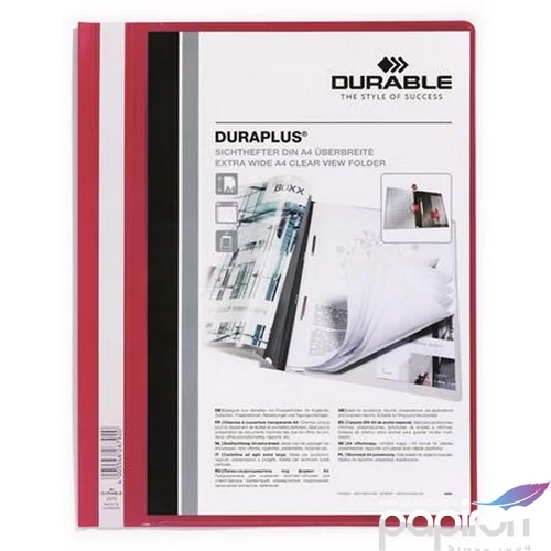 Gyorsfűző A4 Durable széles, panorámás, piros DB257903