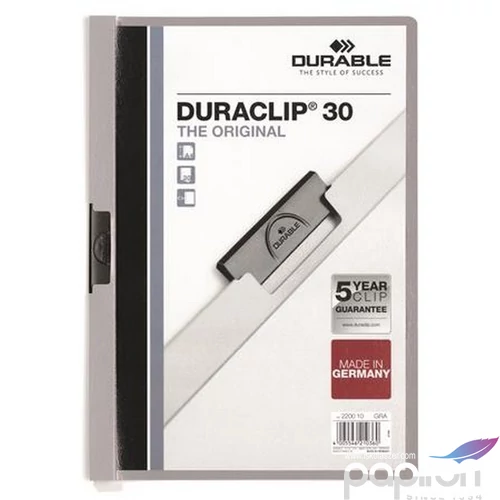 Gyorsfűző klipes A4 DURABLE DURACLIP 30 szürke