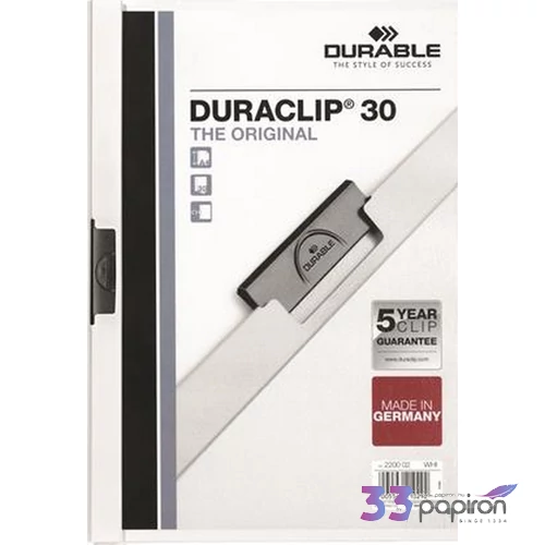 Gyorsfűző klipes A4 Durable fehér DB220002