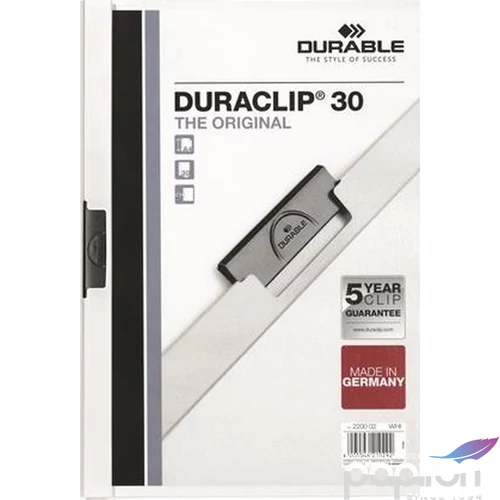 Gyorsfűző klipes A4 Durable fehér DB220002