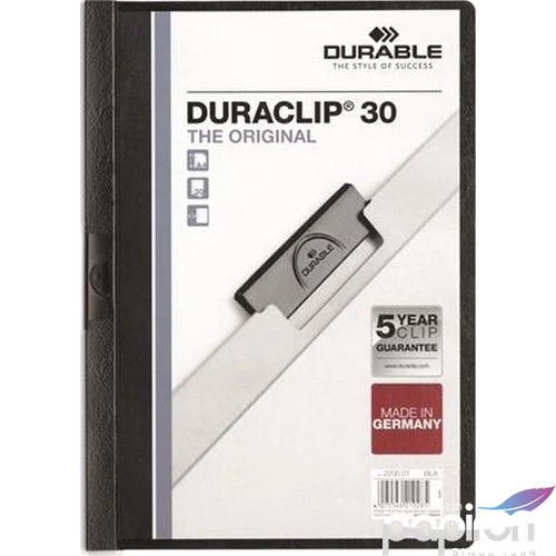 Gyorsfűző klipes A4 Durable fekete DB220001