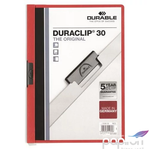 Gyorsfűző klipes A4 Durable piros DB220003