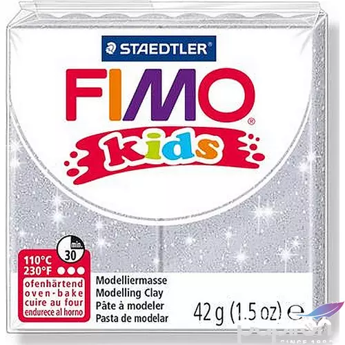 Gyurma 42 g Fimo égethető Kids glitteres ezüst