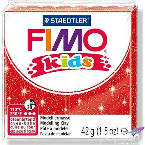 Gyurma 42 g Fimo égethető Kids glitteres piros FM8030212