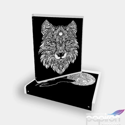 Gyűrűskönyv A4 Colorvelvet WOLF flokkolt felületű, színezhető 12-es filctoll készlettel C24