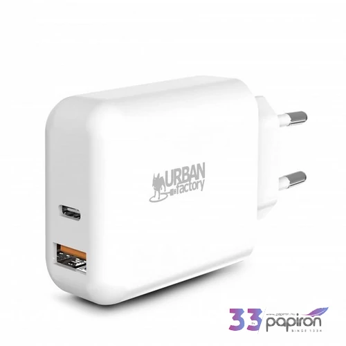 Hálózati töltő 1xUSB-A (18W) 1xUSB-C (45W) USB-A–USB-C kábel URBAN FACTORY