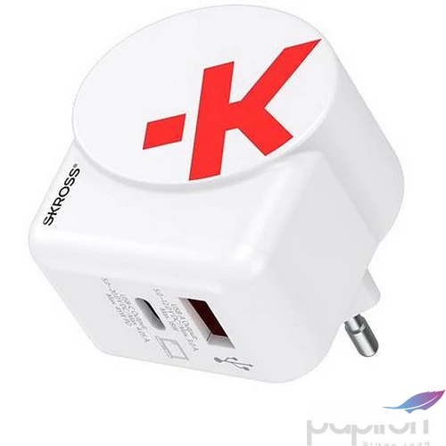 Hálózati töltő 1xUSB-A 1xUSB-C PD 45W GaN USB-C kábel SKROSS