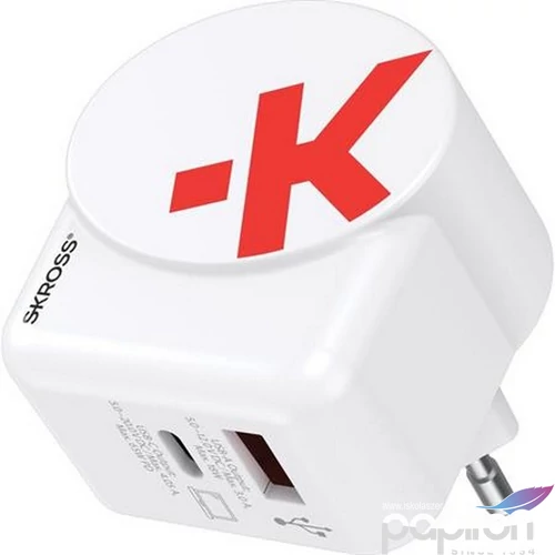 Hálózati töltő 1xUSB-A 1xUSB-C PD 65W GaN USB-C kábel SKROSS