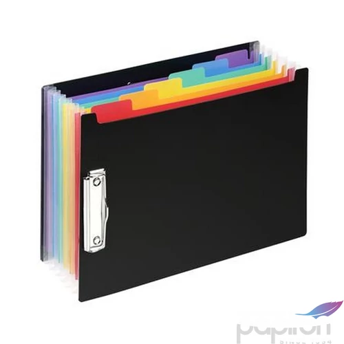 Harmónika mappa VIQUEL felírótáblával, 6 rekeszes fekete Rainbow Class