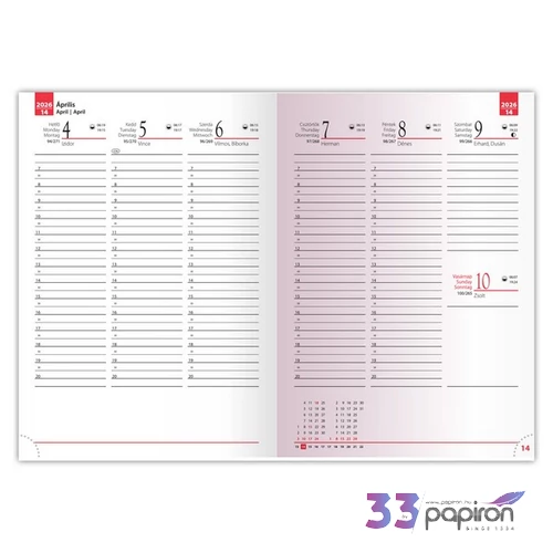 Határidőnapló A/5 2026 heti Fashion agenda bordó 5300-06 Realsystem 2026 kollekció!