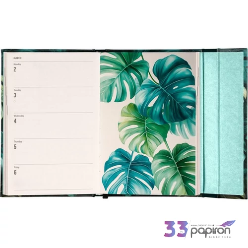Határidőnapló B/6 2026 heti mágneszáras Monstera 11×16 cm Realsystem 2026 kollekció!