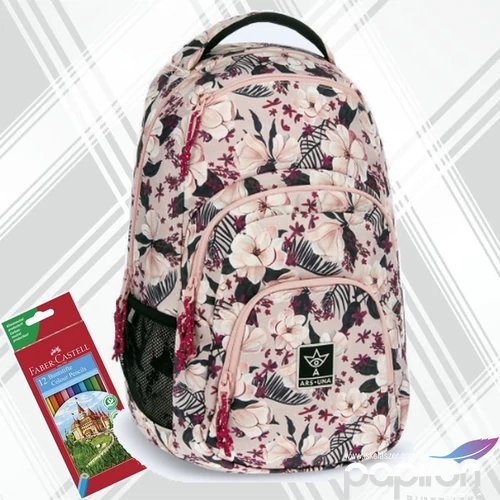 Ars Una hátizsák 24'' AU-2 25LFlowery pink (5375) 54853751 Praktikus kamaszoknak zsebbel l