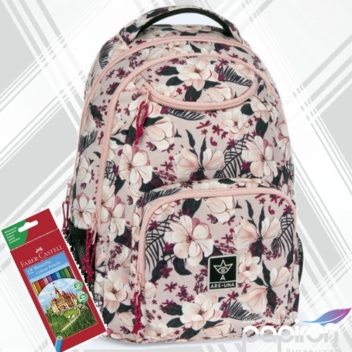 Ars Una hátizsák 24'' AU-6 26L Flowery pink 3év garancia 55043755 Praktikus kamaszoknak zsebbel l