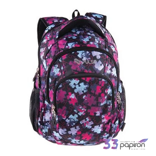 Hátizsák Pulse média csatlakozóval Teens Black Puzzle PLS122284L