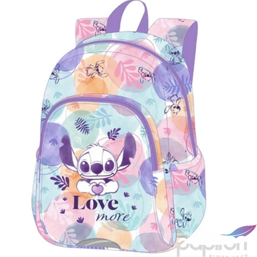 Hátizsák Stitch kiskamaszoknak Stitch pasztel 25x39x33x11 ergonómikus 2 cipzáras zseb és 2 kisebb nyitott zseb