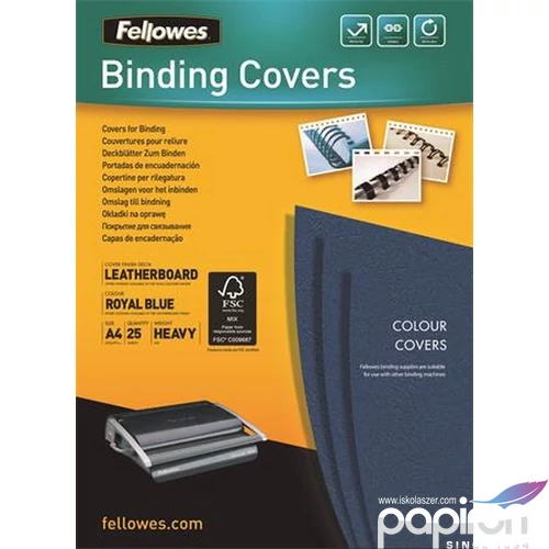 Hátlap Fellowes Delta A4 250 g matt királykék 25 db/csom IFW53739