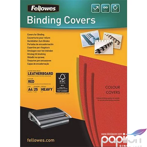 Hátlap Fellowes Delta A4 250 g matt piros 25 db/csom IFW53737
