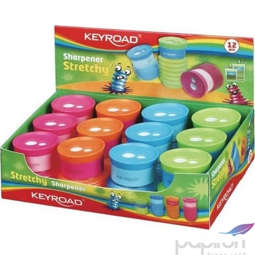 Hegyező 2lyukú Keyroad KR971287 Stretchy tartályos Iskolaszezonos termék
