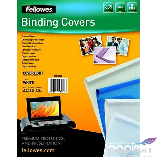 Hőkötőborító A4 Fellowes 1,5mm 170 g 1-10 lap matt Coverlight fehér