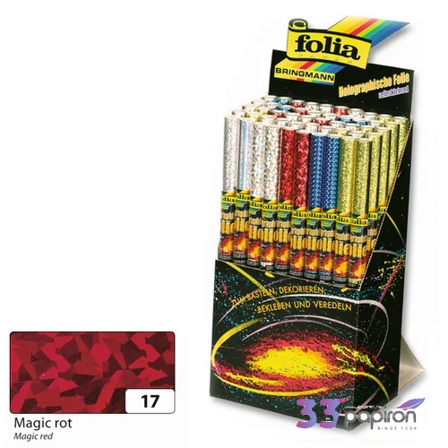 Hologrammos fólia Folia 40cmx1m öntapadós piros 1 tekercs