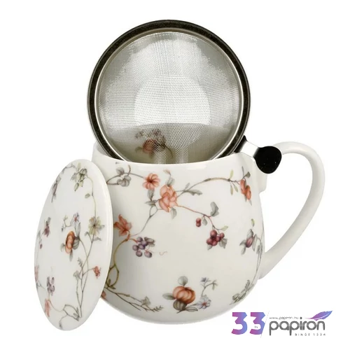 Bögre porcelán 430ml hordós, teaszűrővel SAFA Díszdobozban